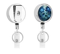 Pandora's Blue Botanicals Ausweishalter, einziehbarer Metall-Abzeichen-Clip, tragbare Nylonschnur, Ausweishalter, Edelstahlschnur, Schlüsselanhänger, 67 cm, für Ausweis, Namenskarten-Clip