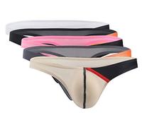 Panegy 5er Pack Männer Tanga Unterwäschen T-Back Thong Dessous Ultra Dünn Eisseide Strings Tangas