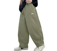 Panegy Cargo-Hose für Jungen Street Dance Fallschirmhose mit hoher Taille Elastische Jogginghose mit Taschen Y2K Lose Streetwear Grün 13-14 Jahre