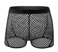 Panegy Durchsichtige Shorts Herren Mesh Boxershorts Transparent Unterhose Netz Shorts Männer Sexy Unterwäsche aus Fischnetz Schwarz XL