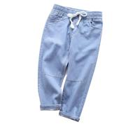 Panegy Kinder Jungen Denim Hosen Elastische Taille Tapered Leg Retro Hosen Slim Fit Cargo Joggers Weiche Baumwolle Stretch Casual Jeans Hosen Hellblau 3-4 Jahre