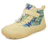 Pangolin Kinder Winterstiefel für Jungen & Mädchen, Warm Gefütterte Schneestiefel mit Fleece, Rutschfeste Knöchelhohe Winterboots mit Klettverschluss für Outdoor & Alltag Gelb 28 EU