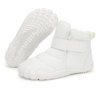 Pangolin Kinder Winterstiefel für Jungen & Mädchen, Warm Schneestiefel mit Weichem, Klettverschluss, leichte Winter-Boots, Rutschfeste Gummisohle, Outdoor Stiefeletten für kaltes Wetter Weiß 32 EU