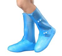 Pangolin Wasserdichte Schuhüberzieher 35 cm - Regen Schuhschutz aus PVC mit Druckknöpfen, rutschfester Sohle & Wiederverwendbare Stiefelüberzieher für Outdoor Blau L
