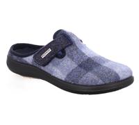 Pantoffel ROHDE "BARI", Damen, Gr. 41, blau, Filz, kariert, Schuhe, Hausschuh, Schlappen, Clog, Homeslipper mit Klettverschluss (21626010-41) blau