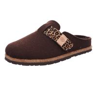 Pantoffel ROHDE "MERAN", Damen, Gr. 42, braun (dunkelbraun), Filz, meliert, Schuhe, Hausschuh, Clog, Schlappen mit Klettriemchen (91292527-42) dunkelbraun