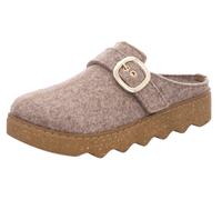 Rohde Damen Pantoffel Softfilz Hausschuh mit Plateau und Schnalle Foggia-D 6117, Größe:41 EU, Farbe:Beige