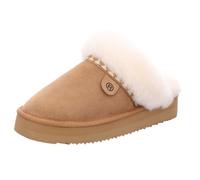 Pantoffel ROHDE "GENOVA", Damen, Gr. 42, braun (hellbraun, sanftes weiß), Veloursleder, Schuhe, Hausschuh, Schlappen, Clog, Plateausohle, zum Schlupfen (14432061-42) hellbraun, sanftes weiß