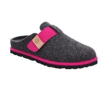 Pantoffel ROHDE "MERAN", Damen, Gr. 37, pink (anthrazit, pink meliert), Filz, kontrastfarbene Details, Schuhe, Hausschuh, Clog, Schlappen mit Klettriemchen, Topseller (48338048-37) anthrazit, pink mel