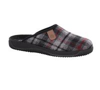 Pantoffel ROHDE "Soltau-H", Herren, Gr. 43, grau (anthrazit), Filz, kariert, Schuhe, Hausschuh, Schlupfschuh, Homeslipper mit Label (11280622-43) anthrazit