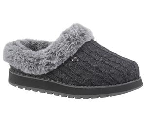 Pantoffel SKECHERS "KEEPSAKES - ICE ANGEL", Damen, Gr. 36, grau (dunkelgrau), Textil, Schuhe, Hausschuh in Strick-Optik (87413444-36) dunkelgrau