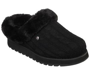 Pantoffel SKECHERS "KEEPSAKES - ICE ANGEL", Damen, Gr. 40, schwarz, Textil, Schuhe, Hausschuh in Strick-Optik (12781048-40) schwarz