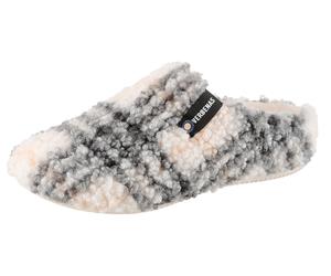 Pantoffel VERBENAS "York Gales", Damen, Gr. 37, grau (weiß, grau), Textil, kariert, Schuhe Hausschuh Pantoffeln, in karierter Optik (34313350-37) weiß, grau