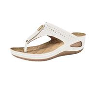 Pantoffeln Damen Zehentrenner Keilhacker Dicke Tanga Sandalen Schuhe Mit Fussbett Orthopädische Hausschuhe Flip Flops Walking Für Arch Support Strand rutschfest Feste Weiche Sohle (Weiß,39)