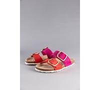 Pantolette ANISTON SHOES, Damen, Gr. 37, bunt (orangerot, fuchsia), Veloursleder, Schuhe Pantolette, Sommerschuh, Hausschuh mit Eye-Catching Farben (63751667-37) orangerot, fuchsia