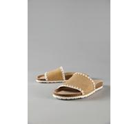 Pantolette ANISTON SHOES, Damen, Gr. 38, beige (sandfarben), Veloursleder, Schuhe Pantolette, Sommerschuh, Strandschuh mit Häkelborde (72494358-38)