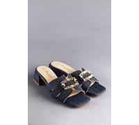 Pantolette ANISTON SHOES, Damen, Gr. 39, blau (schwarz denim), Textil, Schuhe Pantolette, Sandale, Sommerschuh, Klettschuh, Jeans-Optik, Topseller (51240049-39)