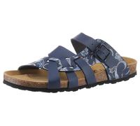 Pantolette ANISTON SHOES, Damen, Gr. 40, blau (dunkelblau gemustert), Lederimitat, Schuhe Schlappen Pantolette, Sommerschuh, Schlappen mit verstellbaren Schnallen (39271057-40) dunkelblau gemustert