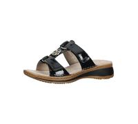 Pantolette ARA "HAWAII", Damen, Gr. 43, schwarz (schwarz glänzend), Lackleder, glänzend, Schuhe Pantolette, Keilabsatz, Sommerschuh, Schlappen mit Klett (14322061-43) schwarz glänzend