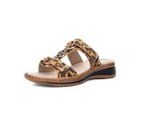 Pantolette ARA "HAWAII", Damen, Gr. 43, braun (leo), Veloursleder, animal-print, casual, Schuhe, Sommerschuh, Sandale mit Klettverschlüsse (46310306-43) leo