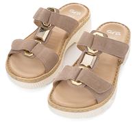 Pantolette ARA "CAPRI", Damen, Gr. 35, beige (sand), Veloursleder, unifarben, Schuhe Pantolette, Plateau, Sandale, Sommerschuh in Weite G (= weit) (73294724-35) sand