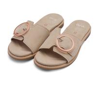 Pantolette ARA "ELBA", Damen, Gr. 43, hellbeige, Veloursleder, unifarben, Schuhe Pantolette, Sommerschuh, Schlupfschuh mit Zierschnalle, in Weite G (= weit) (55250066-43) hellbeige