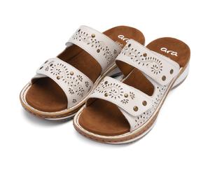 Pantolette ARA "HAWAII", Damen, Gr. 35, weiß, Glattleder, Lyralochung, Schuhe Pantolette, Keilabsatz, Schlupfschuh, Sommerschuh, in G-Weite (= weit) (54176451-35) weiß