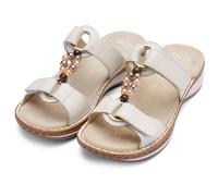 Pantolette ARA "HAWAII", Damen, Gr. 37, weiß, Glattleder, unifarben, Schuhe Pantolette, Schlupfschuh, Komfortschuh mit Klettverschlüsse, G-Weite (90813323-37) weiß