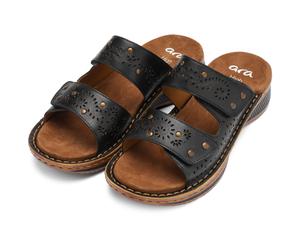 Pantolette ARA "HAWAII", Damen, Gr. 38, schwarz, Glattleder, Lyralochung, Schuhe Pantolette, Keilabsatz, Schlupfschuh, Sommerschuh, in G-Weite (= weit) (44465659-38) schwarz