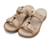 Pantolette ARA "HAWAII", Damen, Gr. 39, goldfarben, Leder, metallic, Schuhe Pantolette, Schlupfschuh, Komfortschuh mit Klettverschlüsse, G-Weite (58217963-39) goldfarben