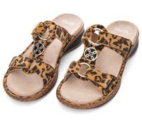 Pantolette ARA "HAWAII", Damen, Gr. 40, braun (leo), Veloursleder, animal-print, casual, Schuhe, Sommerschuh, Sandale mit Klettverschlüsse (46310306-40) leo