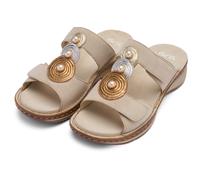 Pantolette ARA "HAWAII", Damen, Gr. 43, hellbeige, Ziegenveloursleder, unifarben, Basic, Schuhe Pantolette, Keilabsatz, Schlupfschuh, Bequemschuh in Weite G (= weit) (86542346-43) hellbeige