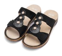 Pantolette ARA "HAWAII", Damen, Gr. 43, schwarz, Ziegenveloursleder, unifarben, Basic, Schuhe Pantolette, Keilabsatz, Schlupfschuh, Bequemschuh in Weite G (= weit) (13956112-43) schwarz