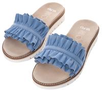 Pantolette ARA "KENT", Damen, Gr. 38, blau (azurblau), Veloursleder, unifarben, casual, Schuhe, Slides, Flats, Sandale mit geraffter Bandage (19620422-38) azurblau