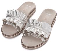 Pantolette ARA "KENT", Damen, Gr. 38, silber (silberfarben), Glattleder, metallic, casual, Schuhe, Slides, Flats, Sandale mit geraffter Bandage (51502947-38) silberfarben