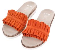 Pantolette ARA "KENT", Damen, Gr. 40, orange, Veloursleder, unifarben, Schuhe Pantolette, Slides, Flats, Sandale mit geraffter Bandage (52123912-40) orange