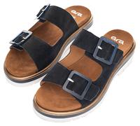 Pantolette ARA "MALAGA", Damen, Gr. 35, blau (dunkelblau), Ziegenveloursleder, unifarben, Schuhe Pantolette, Sandale, Plateausandale in Bequemweite G (= weit) (56483751-35)