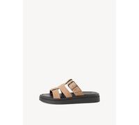 Pantolette TAMARIS, Damen, Gr. 36, beige (taupe), Nubukleder, unifarben, Schuhe Pantolette, Schlupfschuh, Sommerschuh mit regulierbarem Schnallenverschluss (99398857-36) taupe