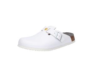 Pantolette BIRKENSTOCK "Boston ESD", Damen, Gr. 41, weiß, Obermaterial: 100% Rindsleder Leather cow., Schuhe Pantolette (64970531-41) weiß