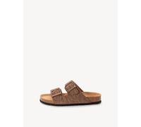 Pantolette TAMARIS, Damen, Gr. 37, dunkelbraun, Leder, Schuhe Pantolette, Sommerschuh, Hausschuh, Schlupfschuh mit floraler Prägung (97735537-37) dunkelbraun