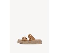 Tamaris Damen Pantolette mit Plateausohle und Schnallen Braun Größe 37