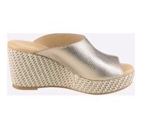 Pantolette HEINE, Damen, Gr. 38, silber (bronzefarben, beige), Leder, Rindsleder, Schuhe Pantolette (92242863-38) bronzefarben, beige