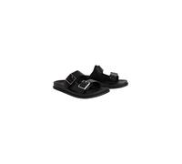 Pantolette CALVIN KLEIN "CITY SANDAL BUCKLE LTH", Damen, Gr. 39, schwarz, Leder, Basic, Schuhe Pantolette, Sommerschuh, Hausschuh, Strandschuh mit Plateau und Schnallen (96658134-39) schwarz