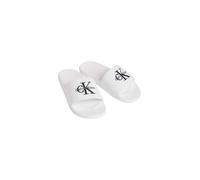 Pantolette CALVIN KLEIN "ESS SLIDE CV WN", Herren, Gr. 39, weiß, schwarz, Textil, Basic, Schuhe Pantolette, Sommerschuh, Poolslides, Pantolette, Strandschuh mit Logoschriftzug (84663149-39) weiß, schw