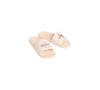 Pantolette CALVIN KLEIN "ESS SLIDE CV WN", Herren, Gr. 41, beige, Baumwolle, Textil, Basic, Schuhe Pantolette, Sommerschuh, Poolslides, Pantolette, Strandschuh mit Logoschriftzug (33083813-41) beige