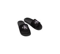 Pantolette CALVIN KLEIN "ESS SLIDE CV WN", Herren, Gr. 36, schwarz, Textil, Basic, Schuhe Pantolette, Sommerschuh, Poolslides, Pantolette, Strandschuh mit Logoschriftzug (73554406-36) schwarz