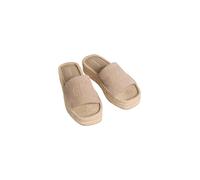 Pantolette CALVIN KLEIN "FLATF ESPA MULE NUB MG", Damen, Gr. 39, beige, Nubukleder, Schuhe Pantolette, Sommerschuh, Strandschuh, Schlupfschuh mit Plateau (28458960-39) beige