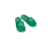 Pantolette CALVIN KLEIN JEANS "ESS SLIDE CV", Herren, Gr. 42, grün, Textil, bestickt, unifarben, Schuhe Pantolette, Badeschuh, Flat, Poolslides mit Logoschriftzug (97972642-42) grün
