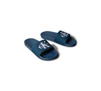 Pantolette CALVIN KLEIN JEANS "ESS SLIDE CV", Herren, Gr. 42, navy, Textil, bestickt, unifarben, Schuhe Pantolette, Badeschuh, Flat, Poolslides mit Logoschriftzug (17592664-42) navy
