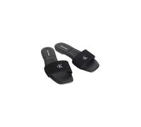 Pantolette CALVIN KLEIN "SQUARE FLAT SNDL CANVAS HW", Damen, Gr. 41, schwarz, Baumwolle, Schuhe Pantolette, Strandschuh, Badeschuh, Sommerschuh mit Blockabsatz (31606153-41) schwarz